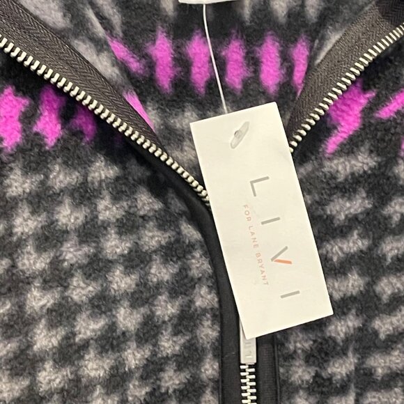 NWT LIVI Plaid Hooded Full-Zip Jacket Size 34/36 Womens grey, pink, NEW - Picture 4 of 7